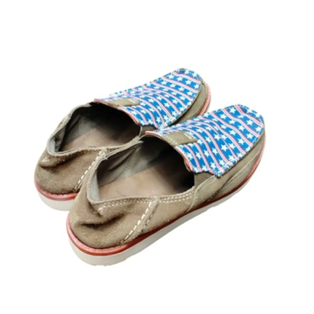 Ariat Shoes Kids Size 5‎ Red White Blue Cruiser Slip On Stars Flag 10021593